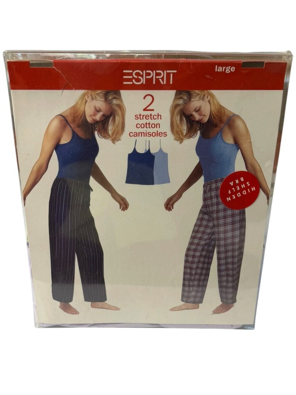 Esprit Vintage Y2K 2-Pack Stretch Cotton Camisoles Shelf Bra NIP L